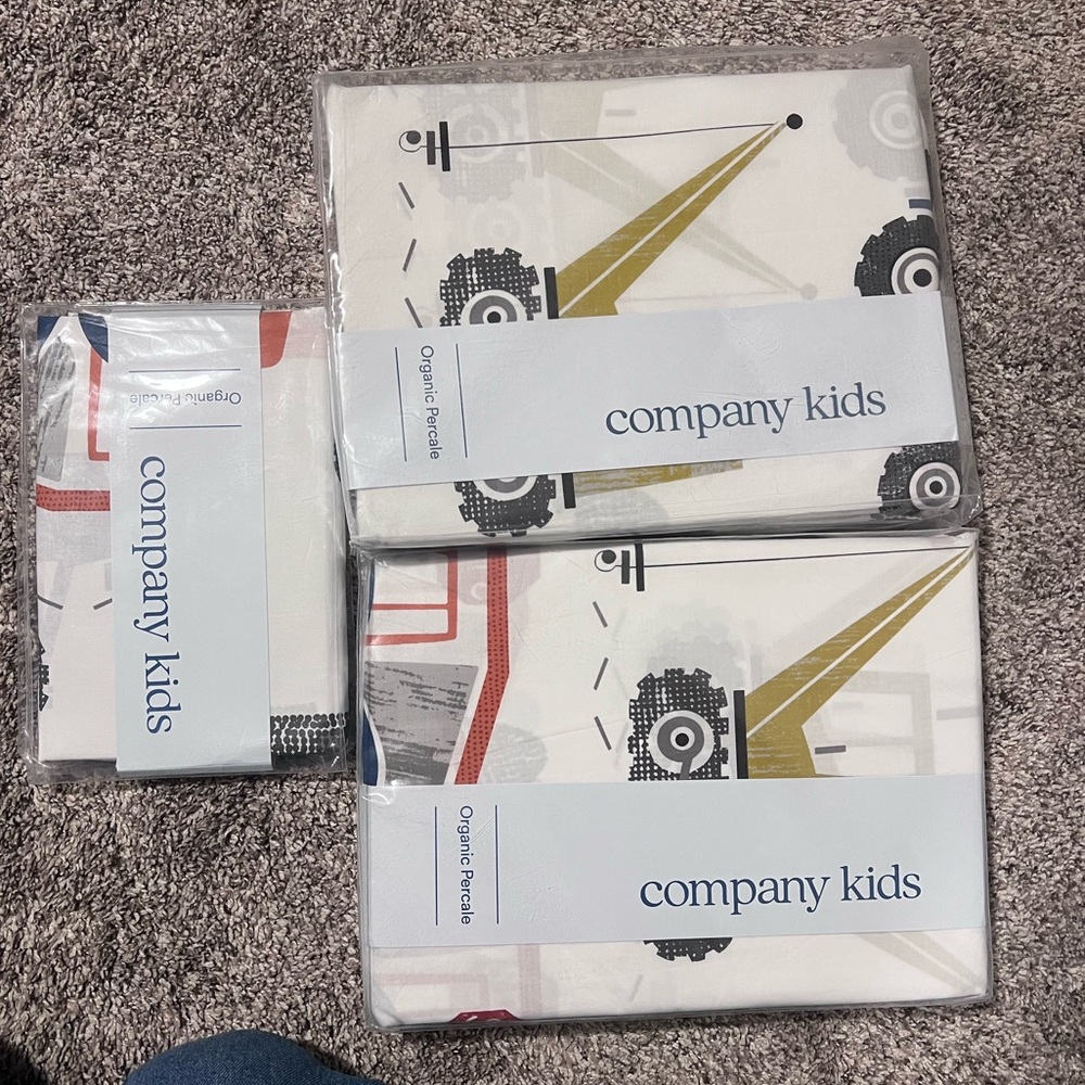 The Company Store Twin Bed Kids Sheet Set, Trucks & Construction Vehicles